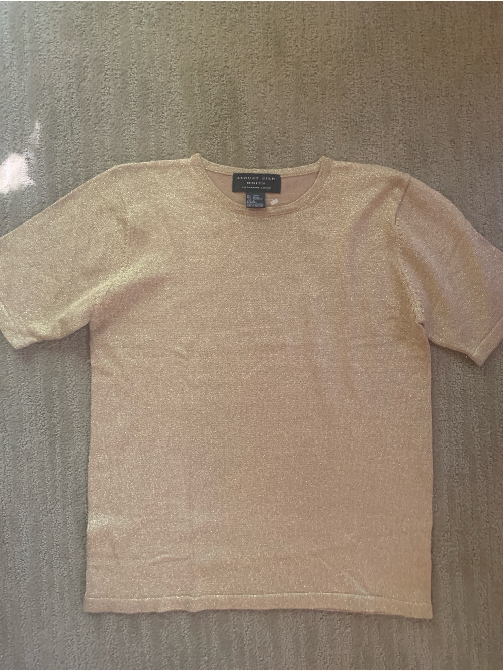 August Silk Metallic Gold Short-Sleeve Knit Tee